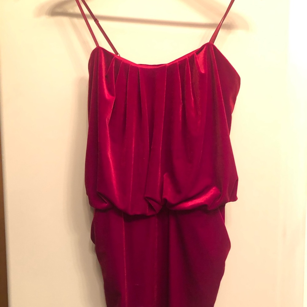 Vintage velvet red dress — with pockets